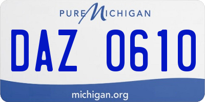 MI license plate DAZ0610