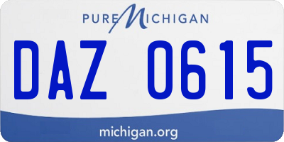 MI license plate DAZ0615
