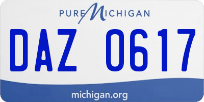 MI license plate DAZ0617