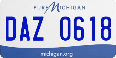MI license plate DAZ0618