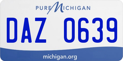 MI license plate DAZ0639