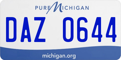MI license plate DAZ0644