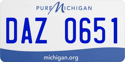 MI license plate DAZ0651