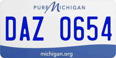 MI license plate DAZ0654