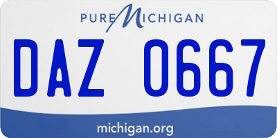 MI license plate DAZ0667