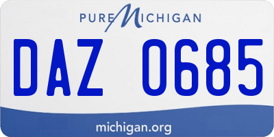 MI license plate DAZ0685