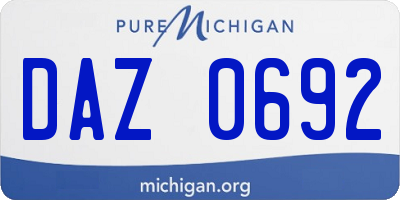 MI license plate DAZ0692