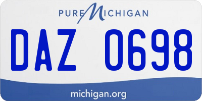 MI license plate DAZ0698