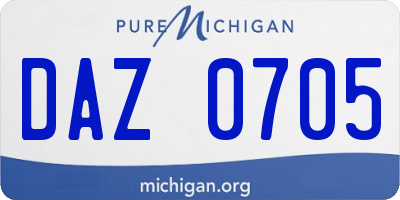 MI license plate DAZ0705