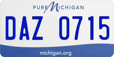 MI license plate DAZ0715