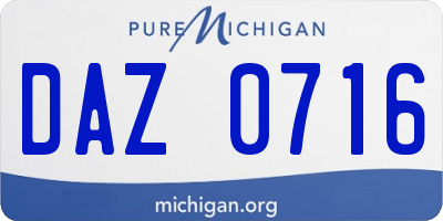 MI license plate DAZ0716