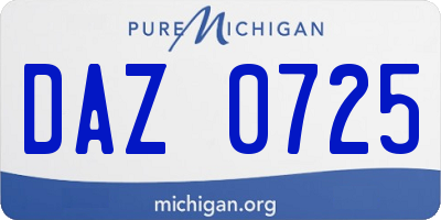 MI license plate DAZ0725