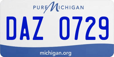 MI license plate DAZ0729