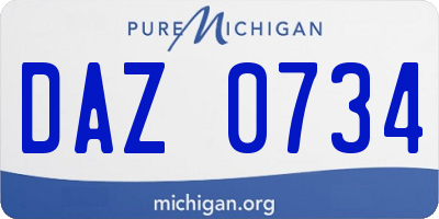 MI license plate DAZ0734