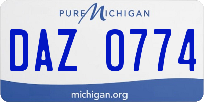 MI license plate DAZ0774