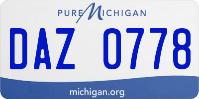MI license plate DAZ0778
