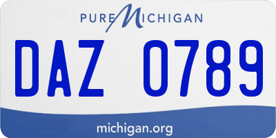 MI license plate DAZ0789