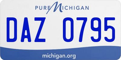 MI license plate DAZ0795
