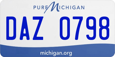 MI license plate DAZ0798