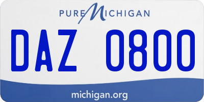 MI license plate DAZ0800