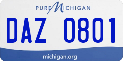 MI license plate DAZ0801