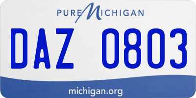 MI license plate DAZ0803