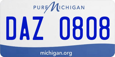 MI license plate DAZ0808