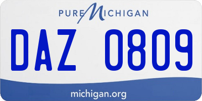MI license plate DAZ0809