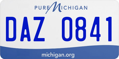 MI license plate DAZ0841