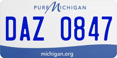 MI license plate DAZ0847