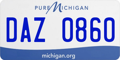 MI license plate DAZ0860