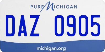 MI license plate DAZ0905