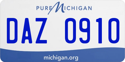 MI license plate DAZ0910