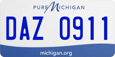 MI license plate DAZ0911