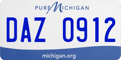 MI license plate DAZ0912