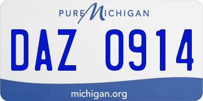 MI license plate DAZ0914