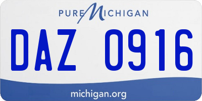 MI license plate DAZ0916