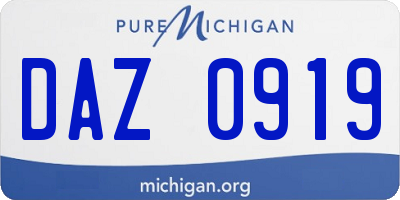 MI license plate DAZ0919