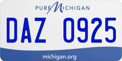 MI license plate DAZ0925