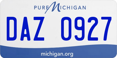 MI license plate DAZ0927