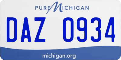 MI license plate DAZ0934