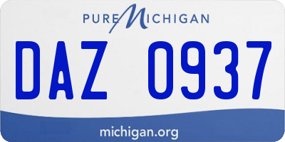 MI license plate DAZ0937