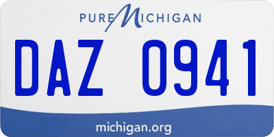 MI license plate DAZ0941