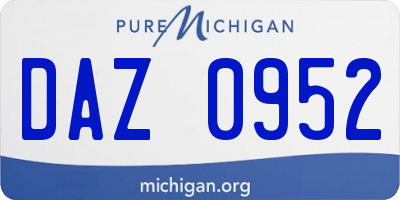 MI license plate DAZ0952