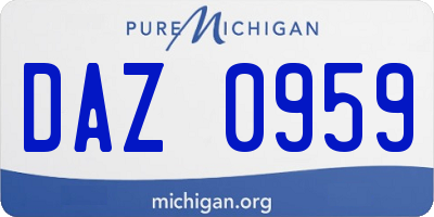 MI license plate DAZ0959