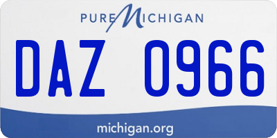 MI license plate DAZ0966