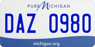 MI license plate DAZ0980