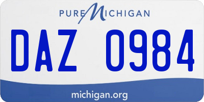 MI license plate DAZ0984
