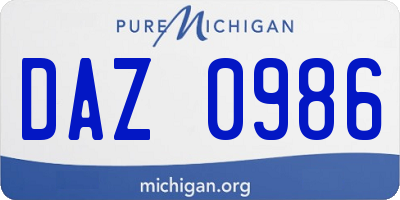 MI license plate DAZ0986
