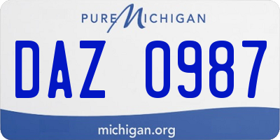 MI license plate DAZ0987